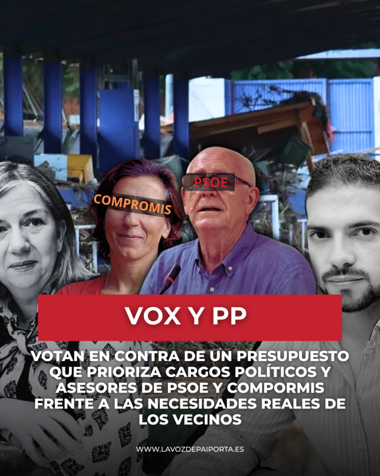 VOX Y PP Votan en contra de un presupuesto que prioriza cargos políticos y asesores DE PSOE Y COMPORMIS frente a las necesidades reales de los vecinos