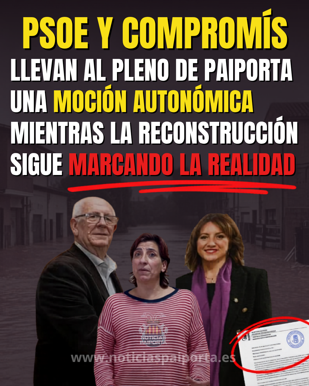 llevan al pleno de Paiporta una moción autonómica mientras la reconstrucción sigue marcando la realidad