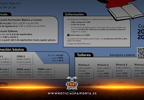 Cartel del CFPA de Paiporta con matrícula abierta para 2026-2027