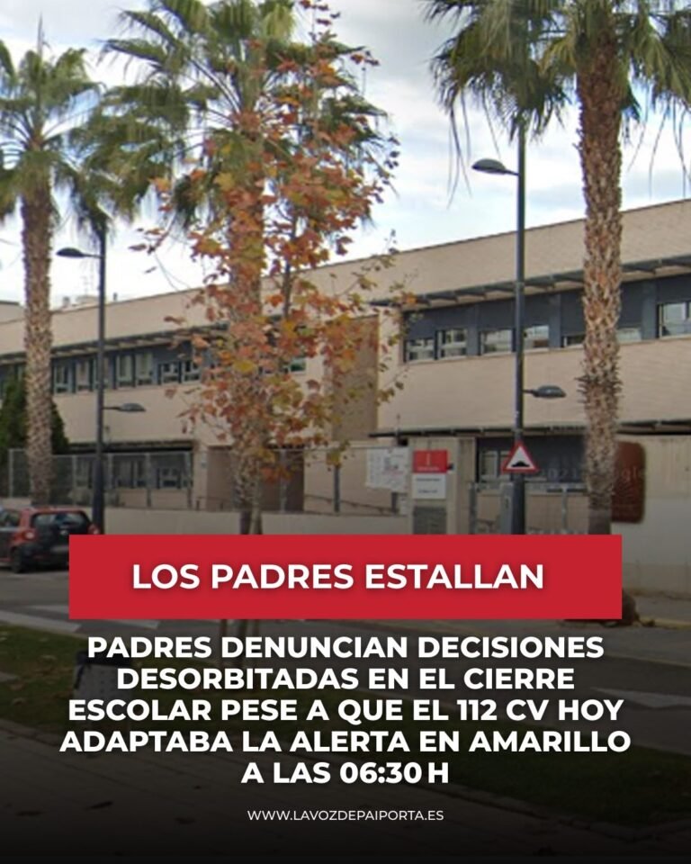 Padres denuncian decisiones desorbitadas en el cierre escolar pese a que el 112 CV hoy adaptaba la alerta en amarillo a las 06:30 h