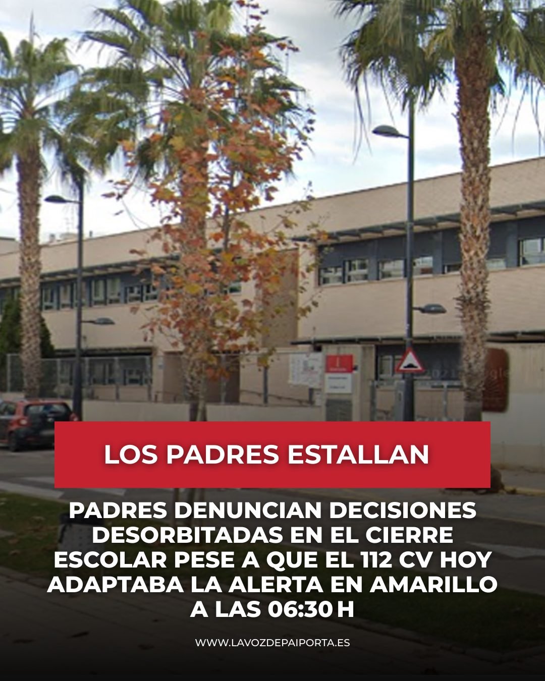 Padres denuncian decisiones desorbitadas en el cierre escolar pese a que el 112 CV hoy adaptaba la alerta en amarillo a las 06:30 h